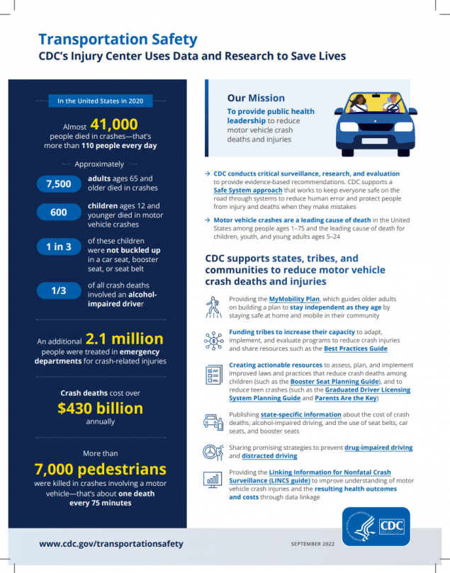 Screenshot of PDF with transportation safety statistics